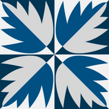 Sticker autocolant faianta model frunza in alb si albastru 1:1