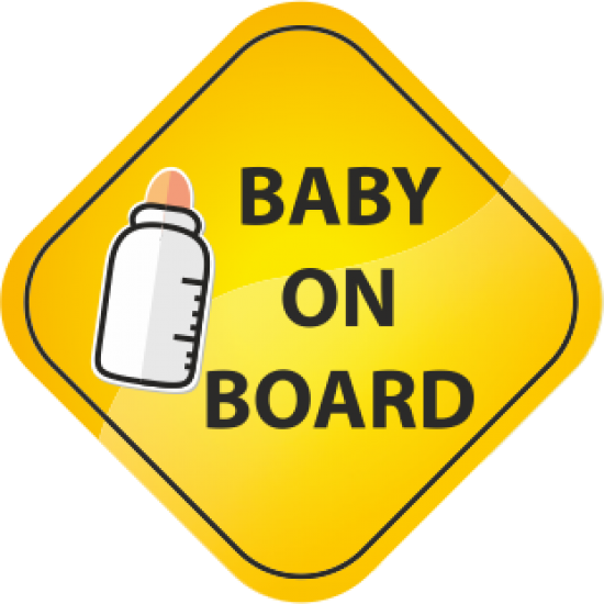 Sticker autocolant cu biberon baby on board