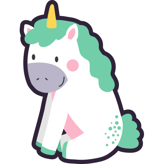 Sticker autocolant Unicorn cu coama verde