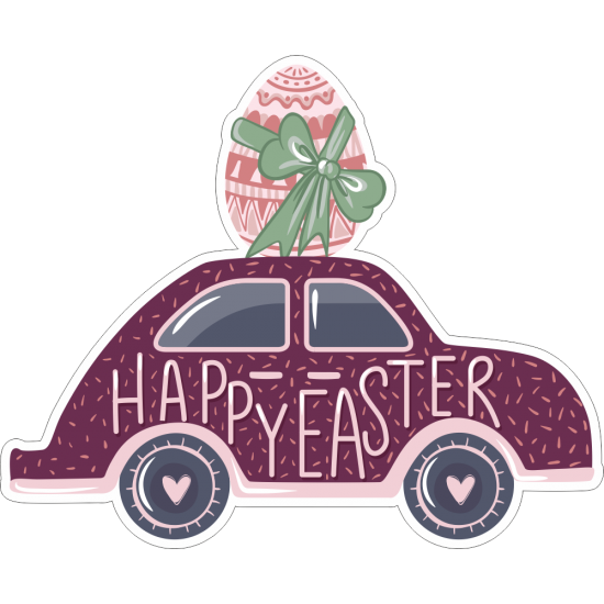 Sticker autocolant Masina Happy Easter