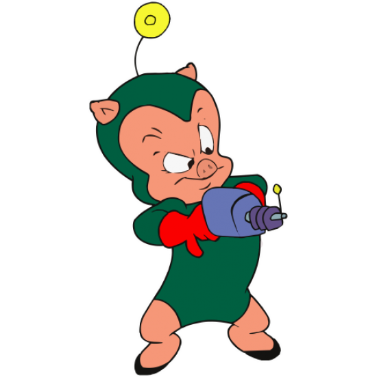 Sticker autocolant Porky Pig cu arma ( Looney Tunes )